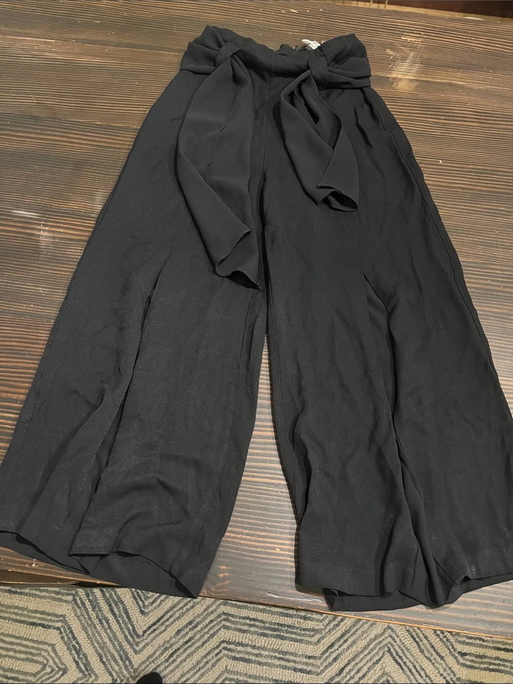 Rina Rossi Black Wide-Leg Tie-Waist Pants